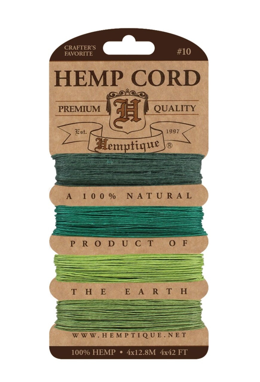 Hemptique 0.5mm #10 Hemp Cord Card Set Eco Friendly Sustainable Naturally Grown Jewelry Bracelet Making Paper Crafting Scrapbooking Bookbinding Mixed Media Crocheting Macrame Seasonal Holiday Gift Wrapping Outdoor Gardening